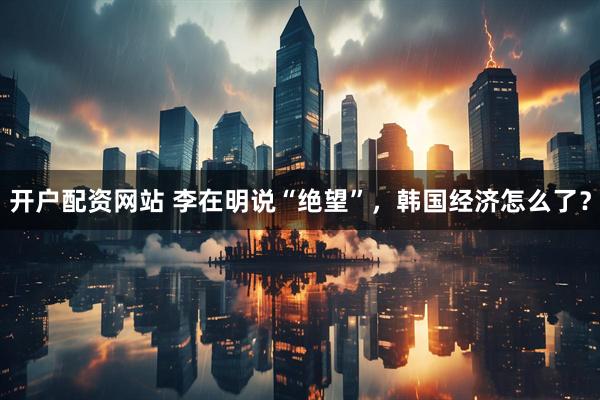 开户配资网站 李在明说“绝望”，韩国经济怎么了？