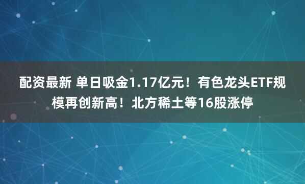 配资最新 单日吸金1.17亿元！有色龙头ETF规模再创新高！北方稀土等16股涨停